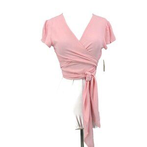 New Flynn Skye Thats A Wrap Crop Top Womens L Cotton Candy Pink Rayon